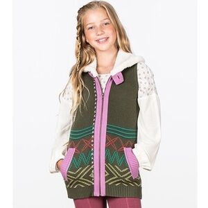 Matilda Jane Green Geometric Big Idea  Zip Vest Girls Size 10